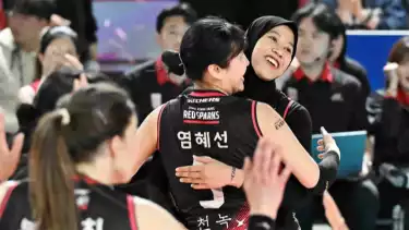 Pemain Red Sparks Megawati Hangestri dan Yeum Hye-seon