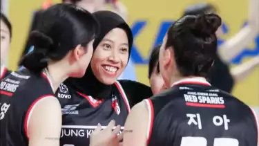 Megawati Hangestri dan Giovanna Milana saat main di Red Sparks