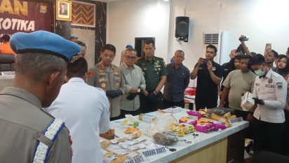 7 Kg Sabu dan 4 Kg Ganja Senilai 18 Miliar Rupiah Dimusnahkan di Polrestabes Makassar