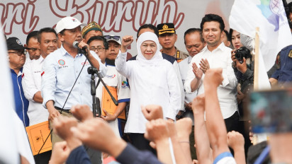 Gubernur Wong Cilik, Khofifah Setujui Seluruh Tuntutan Buruh Jatim