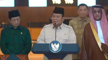 Presiden RI, Prabowo Subianto meresmikan terminal khusus haji dan umrah yakni Terminal 2F Bandara Soekarno-Hatta, Tangerang.