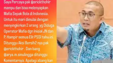 Respons Menohok Erick Thohir Soal Andre Rosiade yang Sebut Insial P dan JN Sebagai Mafia Sepak Bola: Saya Yakinka Pak Andre Juga nggak Nyogok Tim...