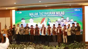 Haedar Nashir saat di Malam Tasyakur Milad Ke-93 Pemuda Muhammadiyah di Grand Hotel Sahid Jakarta.