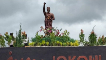 Penampakan Patung Jokowi Setinggi 6 Meter, Bentuk Terima Kasih Warga Liang Melas Data kepada Presiden ke-7