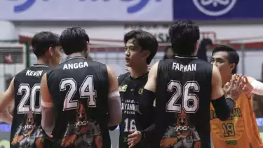 Para pemain Jakarta Bhayangkara Presisi di Proliga 2025