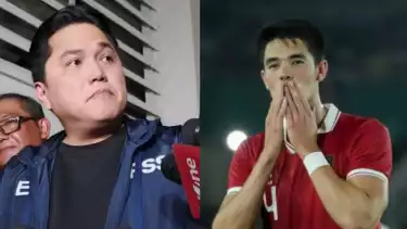 Ketua umum PSSI, Erick Thohir dan Elkan Baggott.