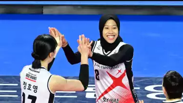 Megawati Hangestri bersama Red Sparks Liga Voli Putri Korea Selatan.