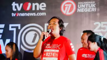 Ketua Panitia One Run 10K 2025, Ecep Suwardaniyasa, saat memberikan sambutan