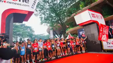 Ribuan orang mengikuti One Run 10K yang digelar di Jakarta, Sabtu 25 Mei 2025.