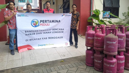 PT Pertamina Patra Niaga Regional Jatimbalinus Salurkan Bright Gas untuk Dapur Umum Banjir dan Longsor Kabupaten Trenggalek