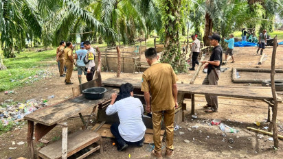 Polisi Kaur Bakar Perjudian Sabung Ayam di tengah Areal Perkebunan Sawit 