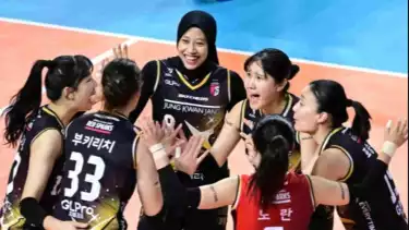 Megawati Hangestri berseragam Red Sparks.