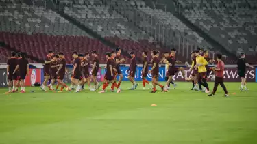 Latihan timnas china di Stadion Gelora Bung Karno (GBK) Jakarta