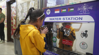 Wujudkan Air Minum Bersih, Water Station Dibangun di Kamp Pengungsi Palestina