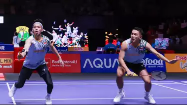 Pasangan ganda putra Fajar Alfian/Muhammad Rian Ardianto di Indonesia Open 2025