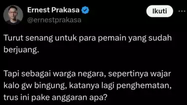 Ernest Prakasa Dibombardir Hujatan Gegara Pertanyakan Hadiah Jam Tangan Rolex Prabowo untuk Pemain Timnas Indonesia, Diminta Gak Usah Ikut Campur