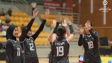 Para pemain Timnas Voli Putri Indonesia di AVC Nations Cup 2025.