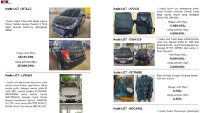 Lelang KPK Dimulai, Ada Rumah, HP hingga Sutra Harga Mulai dari Rp5.700