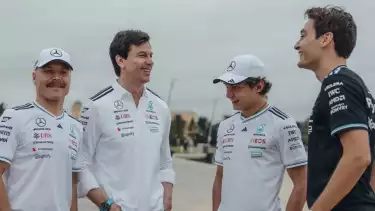 Valterri Bottas, Toto Wolff, Kimi Antonelli, George Russell