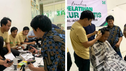 Upaya Tekan Angka Pengangguran Bagi Pemuda, LAZ Al-Aqsha Delatinos Gelar Pelatihan Pangkas Rambut
