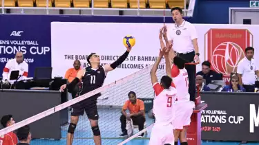 Doni Haryono sedang beraksi bersama Timnas Voli Indonesia di AVC Nations Cup 2025