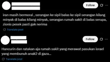Komentar netizen Indonesia soal serangan rudal Iran ke Rumah Sakit Soroka di Israel Selatan.