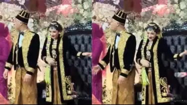 Alyssa Daguise menari layaknya gitaris di acara ngunduh mantu