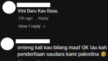 Komentar netizen terkait video TikTok yang memperlihatkan warga Israel yang berdemo meminta maaf kepada Iran