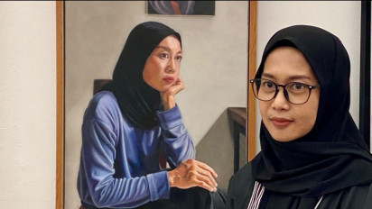 Lukisan Potret Diri Karya Zulfa Faiz, Seorang Ibu Rumah Tangga Mencuri Perhatian Mewakili Suara Seni di ARTJOG 2025