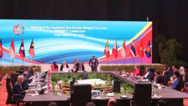 Suasana pertemuan Komisi Zona Bebas Senjata Nuklir Asia Tenggara (SEANWFZ) di Kuala Lumpur, Malaysia, Selasa (8/7/2025).