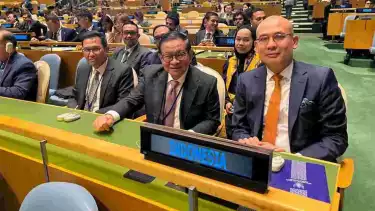 Gubernur DKI Jakarta, Pramono Anung, bersama Wakil Menteri Luar Negeri Republik Indonesia, Arrmanatha Nasir, menghadiri sesi pembukaan High Level Political Forum on Sustainable Development (HLPF) di markas besar PBB, New York.