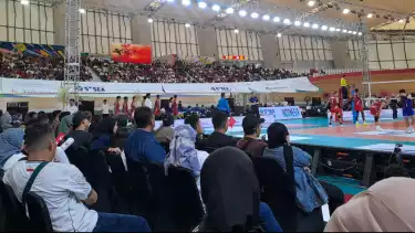 Suasana Jakarta International Velodrome pada hari keempat SEA V League 2025