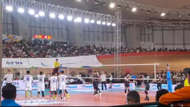 Laga Timnas Voli Indonesia Vs Kamboja di leg kedua SEA V League 2025 di Velodrome pada Sabtu (19/7/2025).