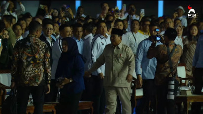 Prabowo Disambut Yel-Yel Dua Periode Saat Hadiri Penutupan Kongres PSI di Solo