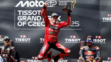 Marc Marquez di podium juara MotoGP Ceko 2025