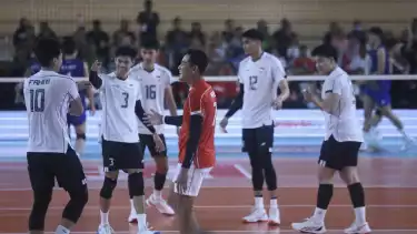 Pemain Timnas Voli Indonesia saat beraksi di SEA V League 2025