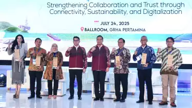 Direktur Utama PT Pertamina (Persero) Simon Aloysius Mantiri, dalam kegiatan Pertamina Supplier Relationship Management Summit 2025, di Grha Pertamina, Jakarta, Kamis (24/7/2025)