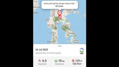 Gempa Magnitudo 6,0 Guncang Poso Sulteng, Tidak Berpotensi Tsunami