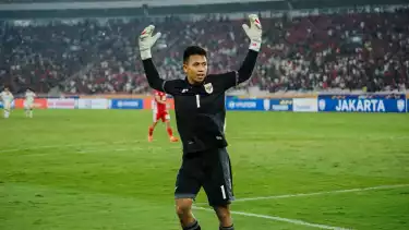 Kiper Timnas Indonesia U-23, Ardiansyah saat melawan Thailand