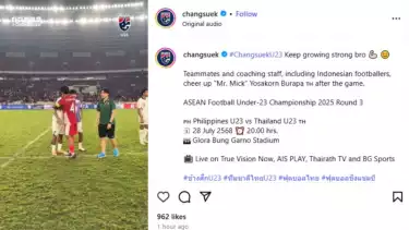 Postingan akun Instagram resmi Federasi Sepak Bola Thailand
