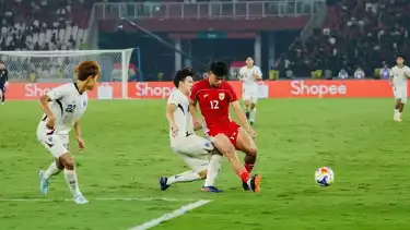 Penyerang Timnas Indonesia U-23, Hokky Caraka, di laga kontra Thailand