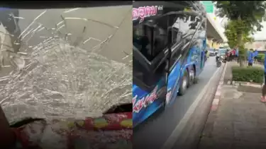 Kondisi kerusakan bus yang digunakan Persib di Thailand
