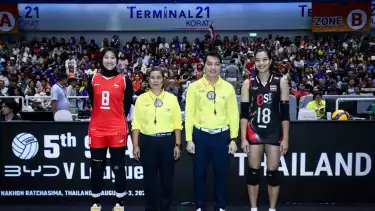 Megawati Hangestri saat mewakili timnas voli putri Indonesia