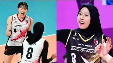 Megawati Hangestri dan rising star Red Sparks Jeon Da-bin