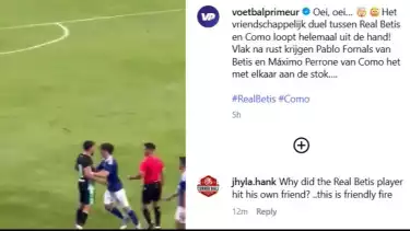 Momen Aksi Tinju Warnai Laga Como Vs Real Betis, Maximo Perrone dan Pablo Fornals Saling Gaplok hingga Bikin Ricuh Kedua Kubu