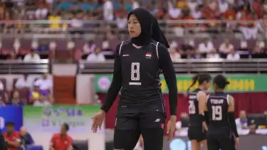 Megawati Hangestri saat membela Timnas Voli Putri Indonesia