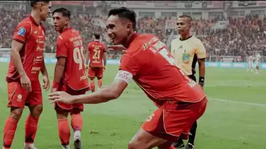 Selebrasi gol Rizky Ridho saat membela Persija Jakarta