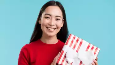 Ilustrasi wanita mendapat hadiah