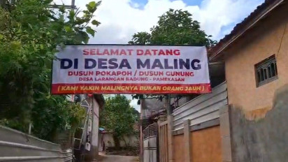 Unik, Warga Bentangkan Spanduk “Selamat Datang di Desa Maling” di Pamekasan Madura