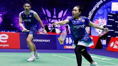 Ganda campuran Indonesia, Rinov Rivaldy/Pitha Haningtyas Mentari di Kejuaraan Dunia BWF 2025